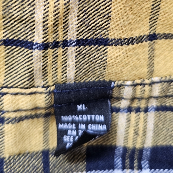 Rue21: Yellow & Blue Plaid Collard Button Down Long Sleeve Flannel | NWOT!! 💛 - Picture 3 of 8